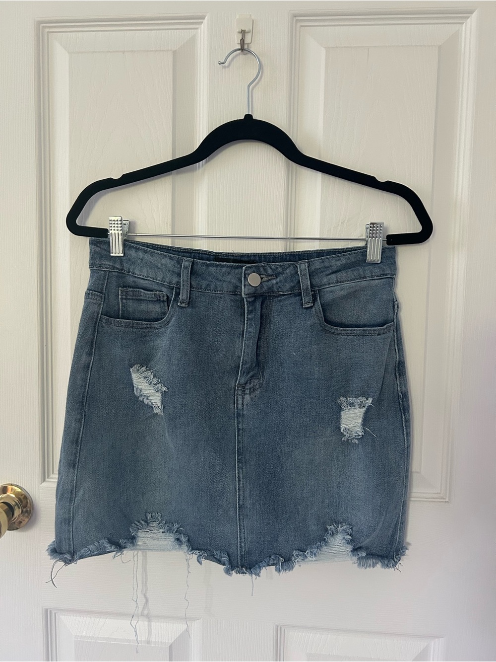 GOBLES Distressed Denim Mini Skirt Medium Wash M